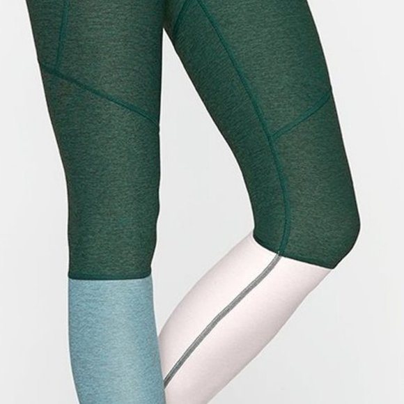 Outdoor Voices Colorblock 7/8 Dipped Warmup Legging Hunter Green Blue Pink $85 S - Picture 4 of 12